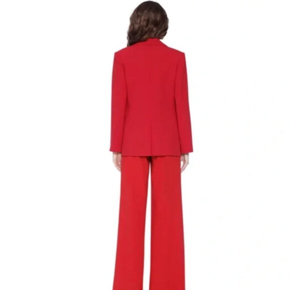 Alice + Olivia Helena Ruby Red Roll Sleeve Structured Blazer Size 2 - Picture 2 of 9